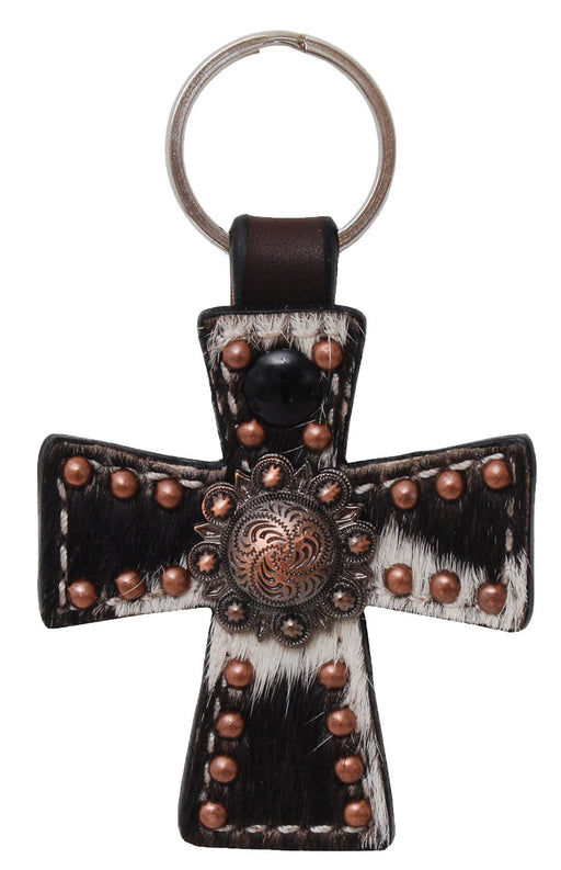 Circle Y Cross Key Chain, Cowhide - Cowhide  