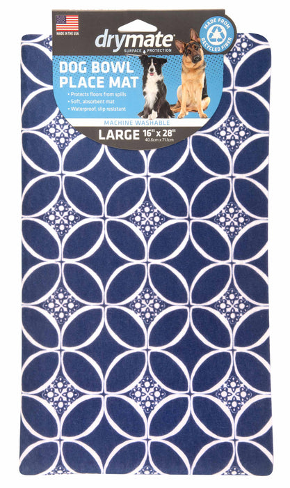 16" x 28" Drymate Pet Bowl Placemat - Indigo Navy/White  