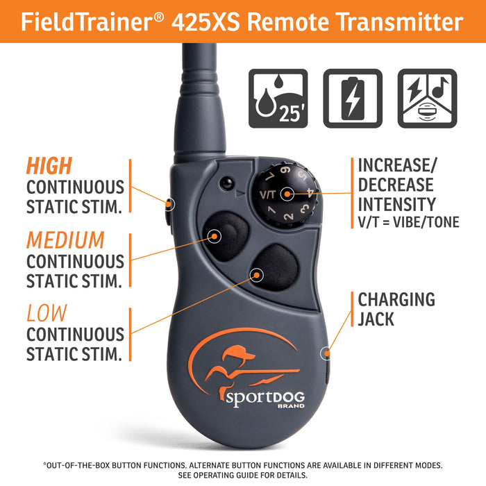 SportDOG Brand FieldTrainer 425XS Remote Trainer - FieldTrainer System 425S w/ 1 Collar/Receiver  