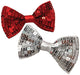 Sequin Bow Ties - 2-pk XS/S Sequin Bow Tie, Red/Silver  