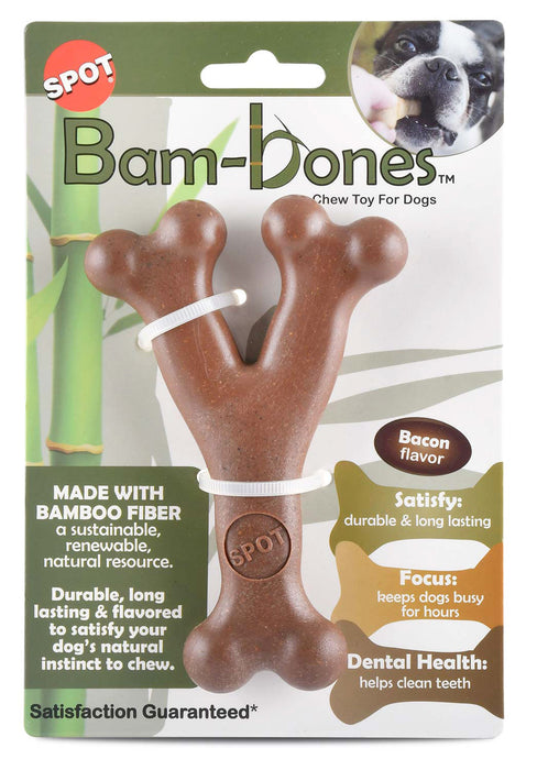 Bam-Bones Bacon Wishbone Chew Toy - 5.25 in  