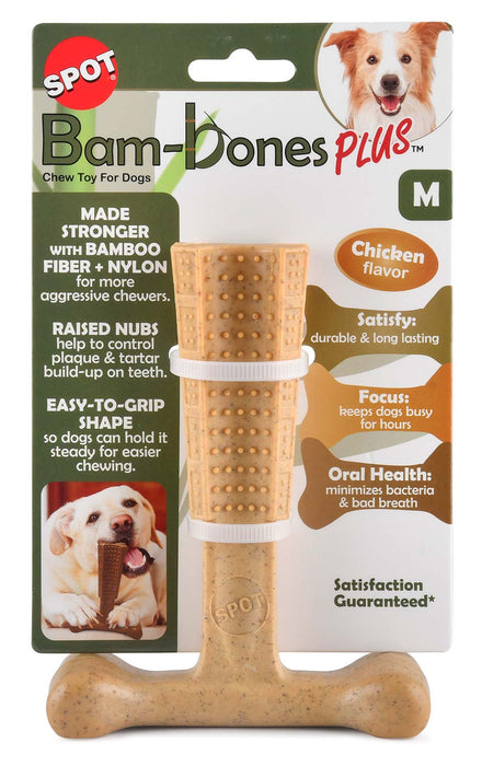 Bam-Bones Plus T-Bone, Chicken Flavor Chew Toy - Small 4 in  