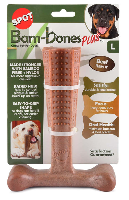 Bam-Bones Plus T-Bone, Beef Flavor Chew Toy - Large 7 in  