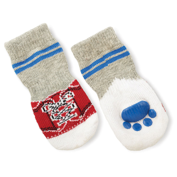 Slipper Socks (set of 4) - Small Blue/Red Slipper Socks  