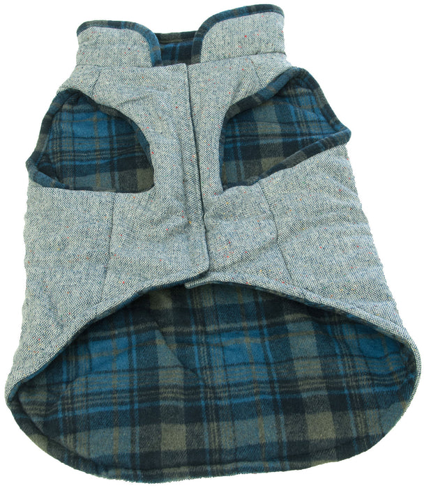 Blue Reversible Tweed/Fleece Coat, XLarge - X-Large Blue Tweed (Reversible) Coat  