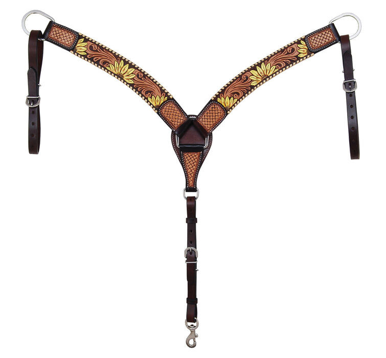 Rafter T Painted Sunflower Roper Breast Collar -   