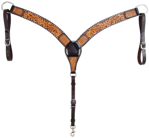 Rafter T Tooled Sunflower w/ Buckstitch Contoured Breast Collar -   