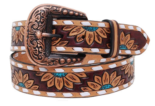 Rafter T Turquoise Sunflower Ladies Belt - Large  