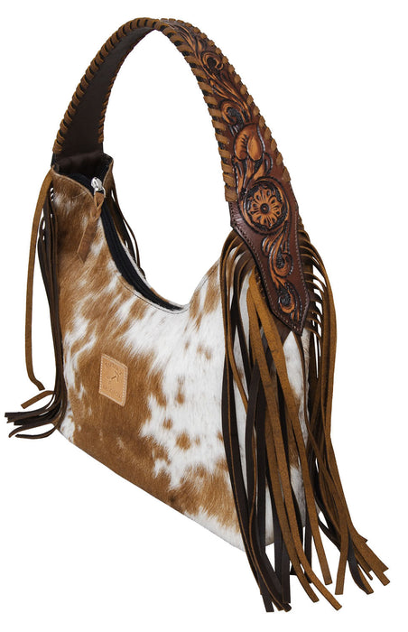 Rafter T Cowhide & Fringe Hobo Handbag -   