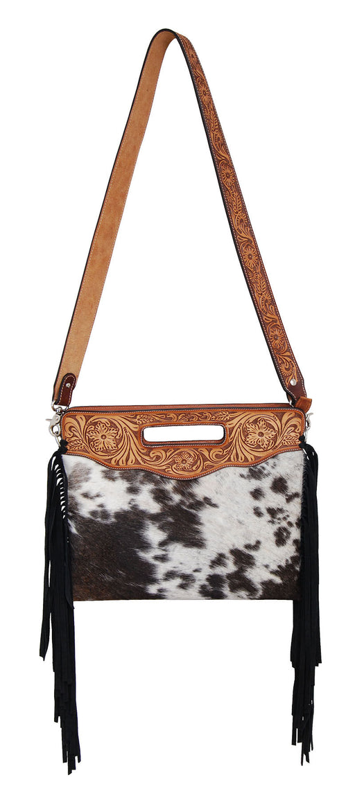 Rafter T Cowhide & Fringe Clutch Crossbody -   