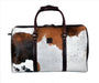 Cowhide Overnight Duffel Bag Color Brown/White