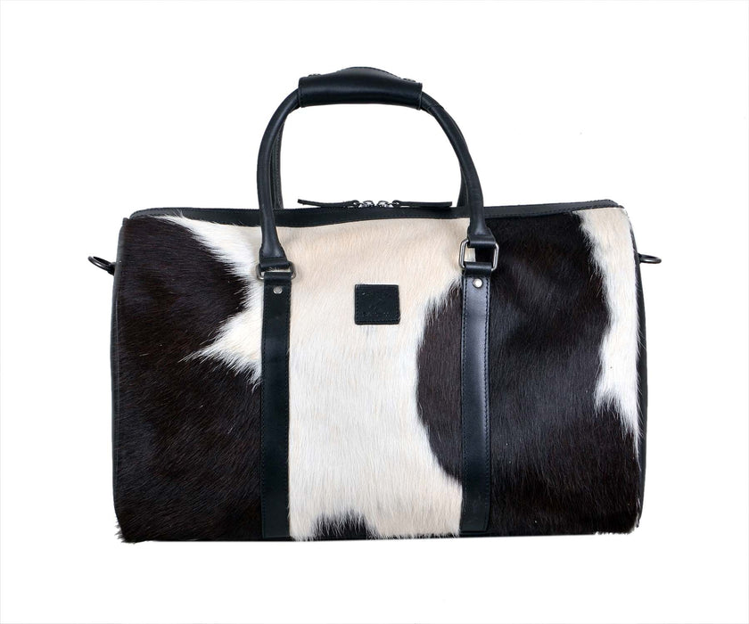 Cowhide Overnight Duffel Bag Color Black/White