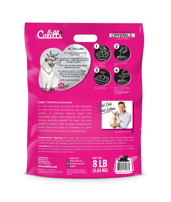 Calitti Non-Clumping Cat Litter Crystals with Silica Gel, 8 lb - SD21B - Unscented (Pink Granules) - 8 lbs - Single Pack - 2