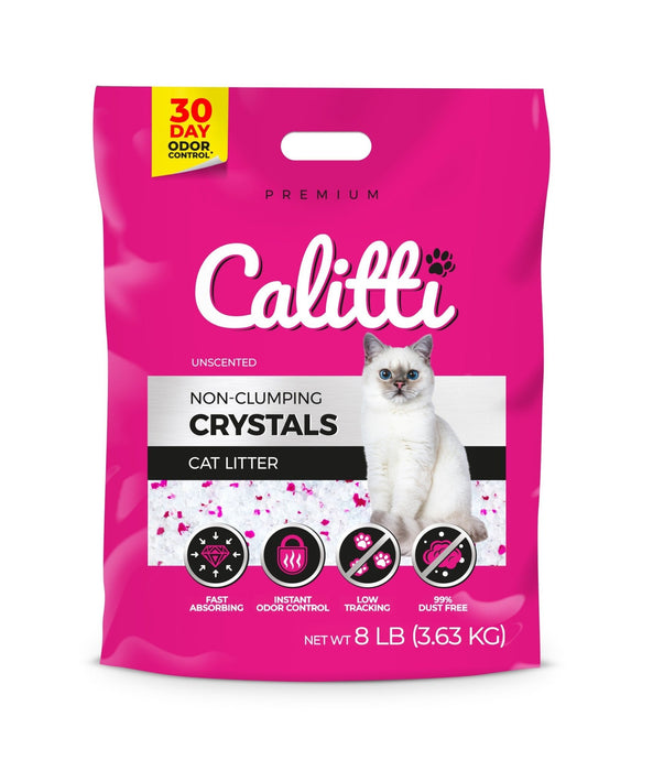 Calitti Non-Clumping Cat Litter Crystals with Silica Gel, 8 lb - SD21B - Unscented (Pink Granules) - 8 lbs - Single Pack - 1