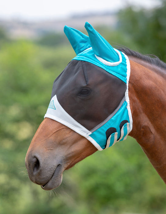 Shires Fine Mesh Fly Mask w/ Ears - Teal Mini 