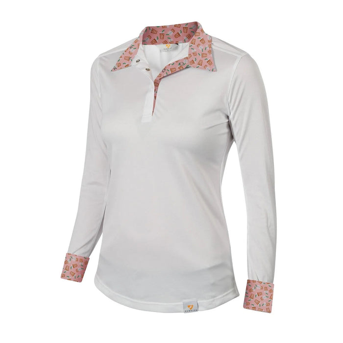 Aubrion Equestrian Style Show Shirt - White/Iced Coffee XXLarge 