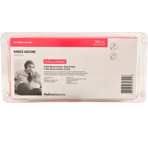 Rx Nobivac 3 Rabies Vaccine (No Tags) - 50 Dose  