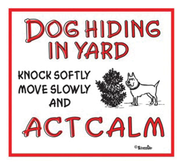 Dog Hiding In Yard Sign -   