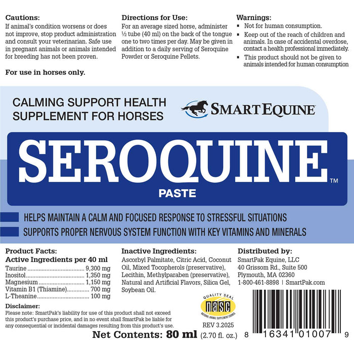 Seroquine Calming Support for Horses, Paste