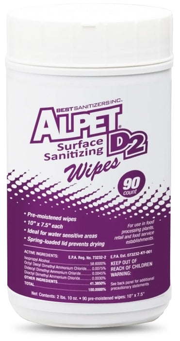 Alpet D2 Surface Sanitizing Wipes, 90 ct  -   