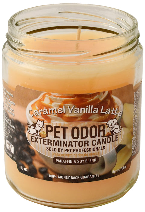 Pet Odor Exterminator Candle, Caramel Vanilla Latte -   