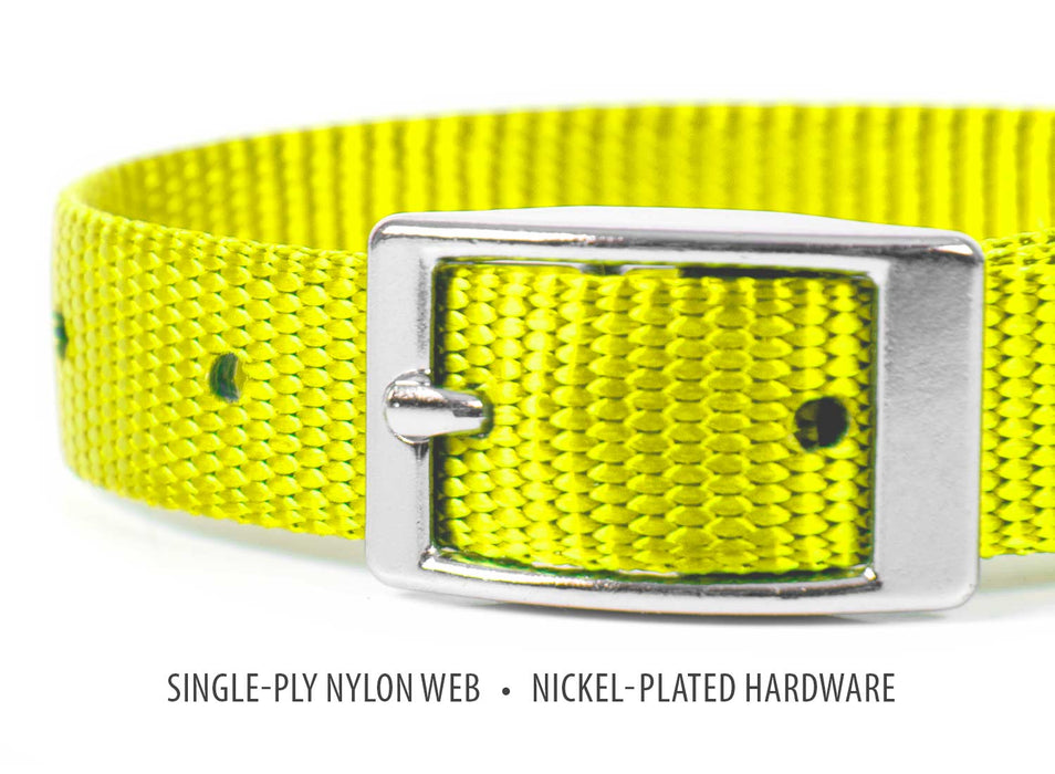 5/8"W Jeffers Nylon Dog Collar, 10"L - Neon Yellow  