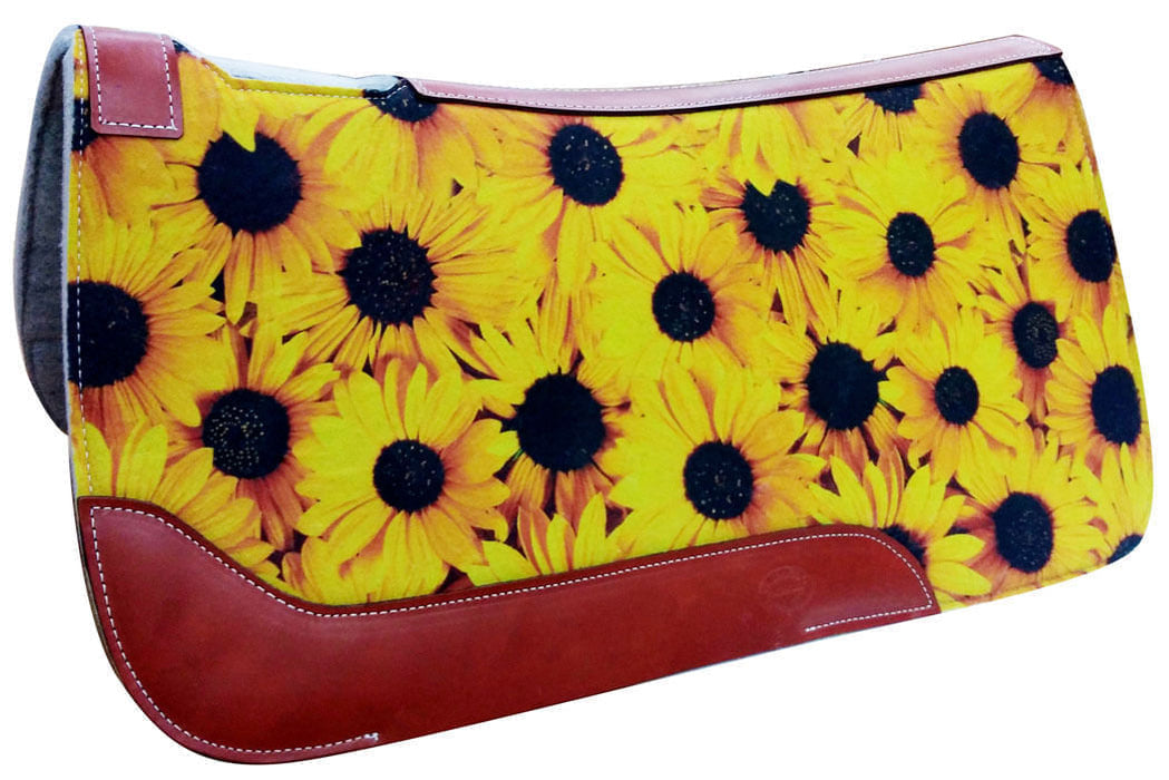 Showman "Sunflower" Printed Solid Felt Saddle Pad, 31"x32" -   