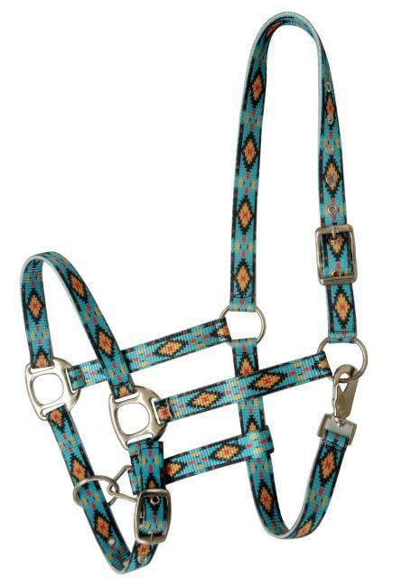 Showman Premium Nylon Halter - Turq Aztec  