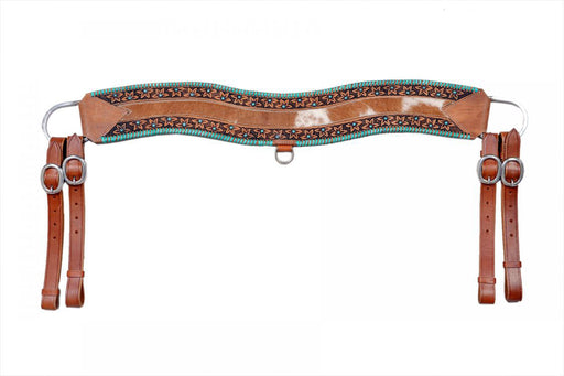 Showman Floral Tooled & Cowhide Tripping Collar -   