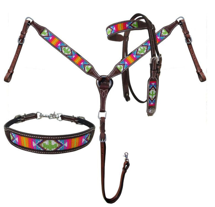 Showman Beaded Southwest & Cactus Tack Set -   