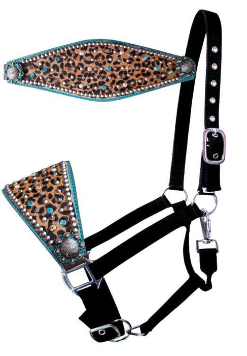 Showman Cheetah & Rhinestone Bronc Halter -   