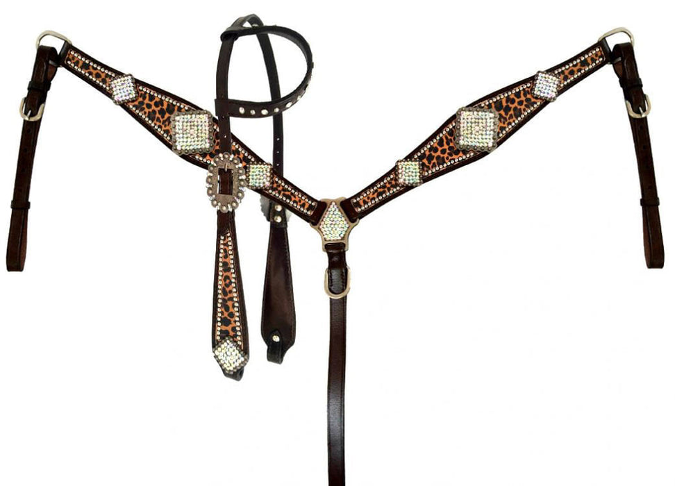 Showman Rhinestone Concho & Cheetah Tack Set -   