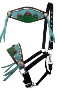 Showman Painted Cactus & 3D Flower Bronc Halter -   