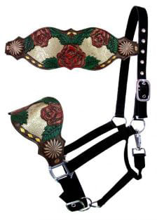 Showman Painted Rose Bronc Halter -   