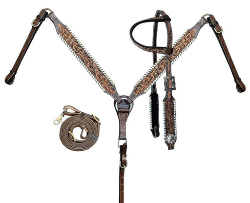 Showman Tooled Tack Set, Full size -   