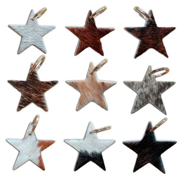 Showman Cowhide Star Keychain, Assorted -   