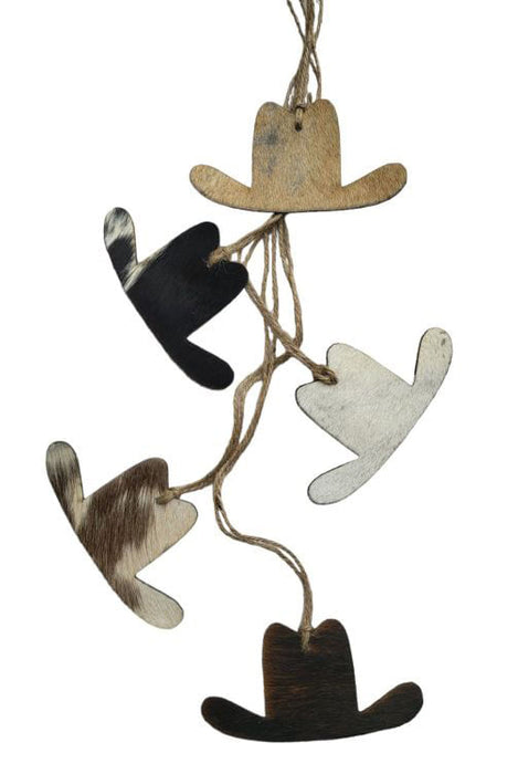 Cowhide Leather Christmas Ornament - Cowboy Hat  