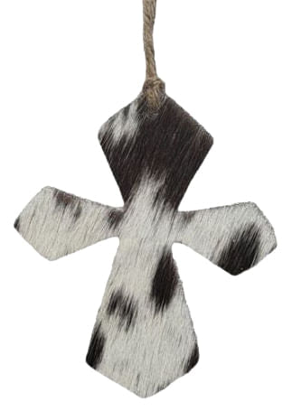 Cowhide Leather Christmas Ornament - Cross  