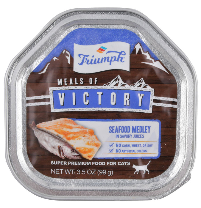 Triumph Meals of Victory Seafood Medley in Savory Juices Cat Food - Single Meals of Victory Seafood Medley Cat Food, 3.5 oz  