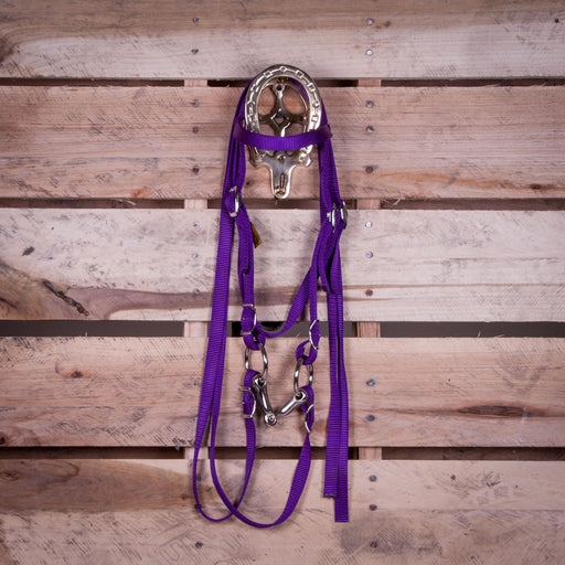 Triple E Miniature Nylon Headstall with Bit & Reins - Purple  