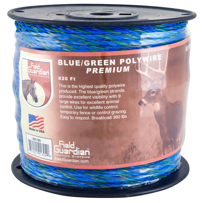 Field Guardian Blue/Green Polywire - Polywire Electric Fence, 820 ft  