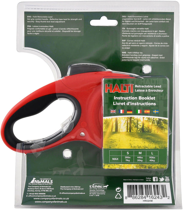 Halti Retractable Lead, Red - Large Red Retractable Lead  