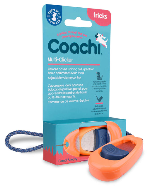 Coachi Multi-Clicker Coral, Navy Button - Coral/Navy  