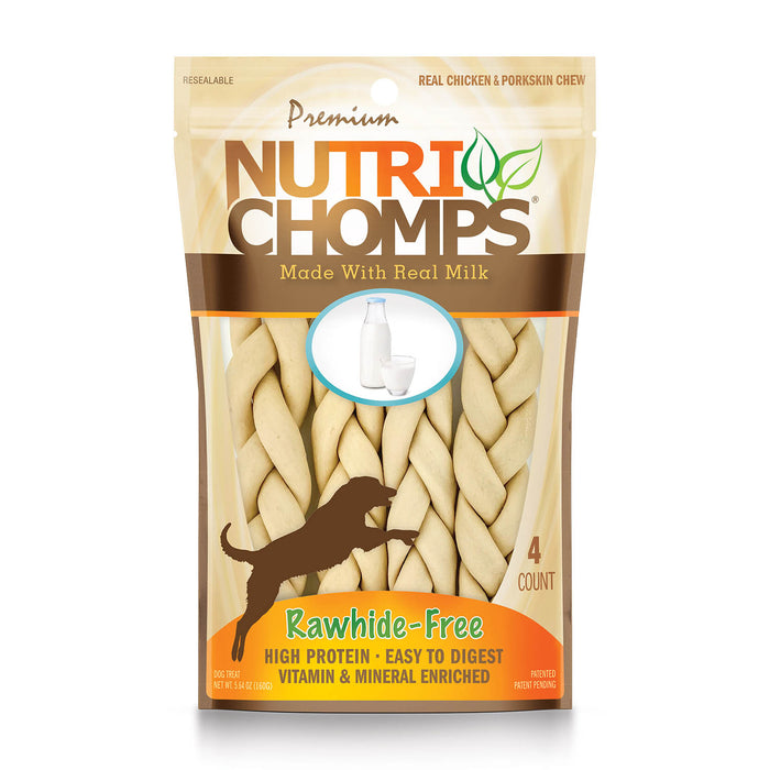 NutriChomps 4ct 6” Milk Flavor Braid - 5.64 oz Chicken and Milk 