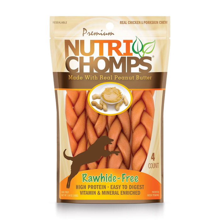 NutriChomps 4ct 6” Peanut Butter Flavor Braid - 5.64 oz Chicken and Peanut Butter 