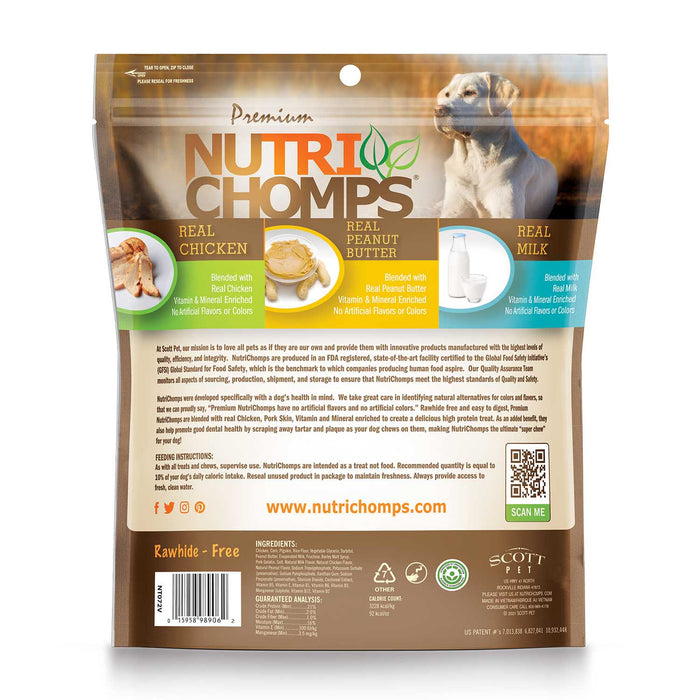 NutriChomps 12CT 6" Assorted Flavor Wrapped Twist - 6.35 oz Chicken, Milk and Peanut Butter 