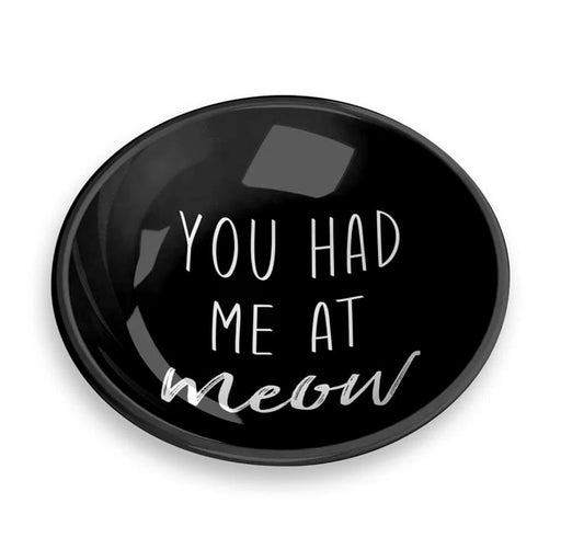 Meow Sentiment Pet Saucer, Black -   