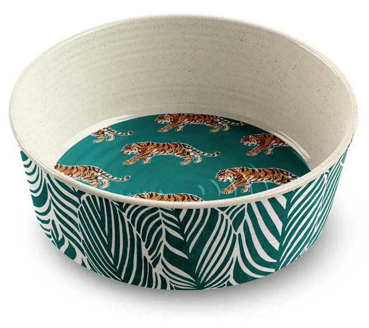 Safari Pet Bowl - Safari Pet Bowl, Grn/Tiger, Sm, 1 Cup  