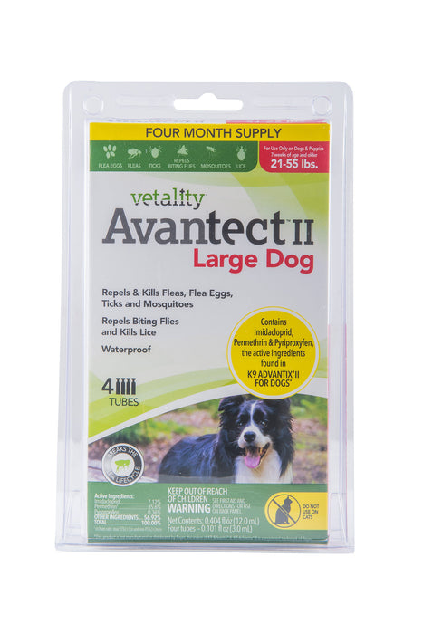 Vetality Avantect II Flea & Tick Topical for Dogs, 4-pack - Dog 21-55 lb  