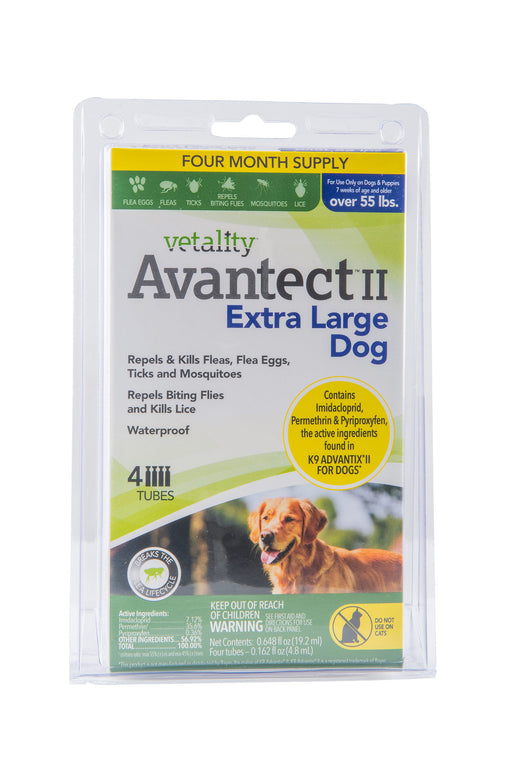 Vetality Avantect II Flea & Tick Topical for Dogs, 4-pack - Dog over 55 lb  